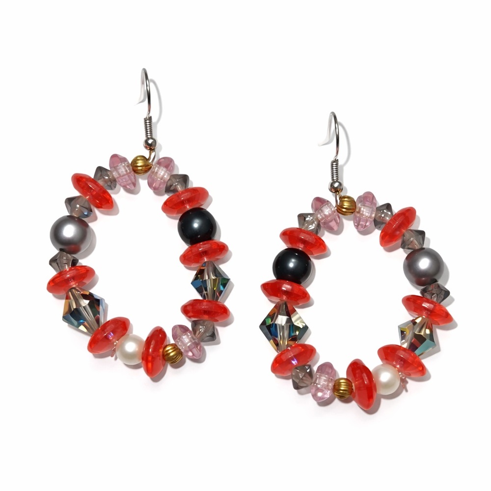 Vibrant Pink and Purple Beaded Earrings